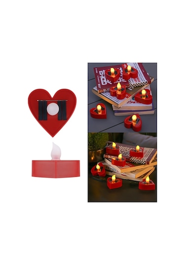 Cbtx Bahçe Aydınlatma Güneş Enerjili Mum Işığı Açık Avlu Villa Bahçe Su Geçirmez Dekorasyon Işığı, Özellik: Kalp Modeli Kırmızı Kabuk