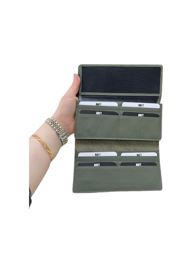 Mft Leather Hakiki Deri El Portföyü Cüzdan Hilton 8926 Flother Mat Haki