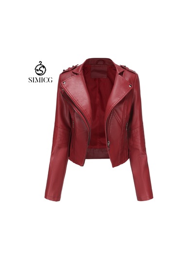 Kadınlar İçin Dar Kesim Uzun Kollu, Avrupa Ve Amerikan Tarzı, Fermuarlı Kısa Ceket. Bordo