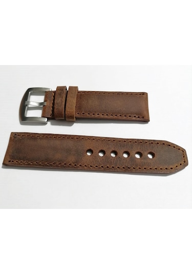 Fado&her Saate Uyumlu Hakiki Grizi Deri Saat Kordonu 22 Mm 34 Kahverengi