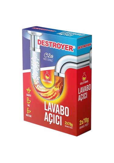 Destroyer Lavabo Açıcı 2x70gr Granül Poşet
