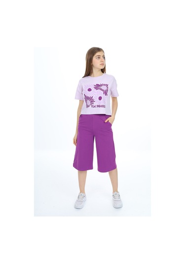 Toontoy Kız Çocuk Flw Paradıse Yazı Baskılı Kaprili Takım Açık Lila