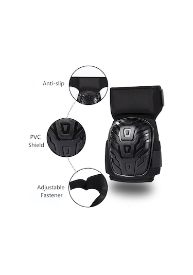 Samdoo Profesyonel Dizlik - Kaymaz Pvc Diz Pedi, İnşaat Ve Bahçe İşleri İçin Siyah