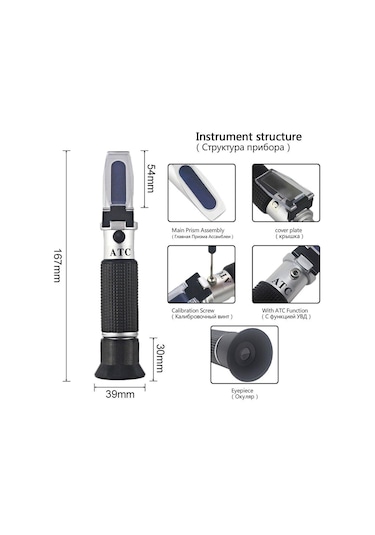 Taşınabilir Şeker Brix Refraktometre El Tipi Optik Süt Refratometro 0-32% Brix Suyu Test Cihazı Atc'de Dahili Kutu Yok