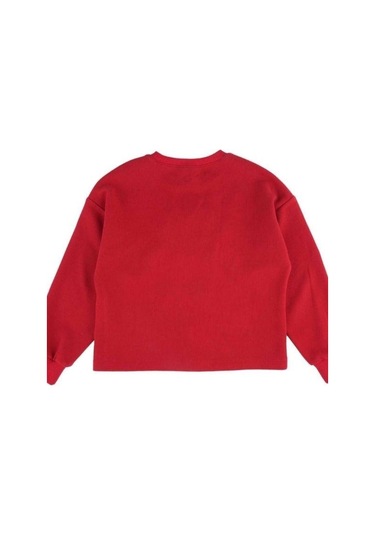 Kız Çocuk Popcorn Baskılı Sweatshirt-13493 Kırmızı