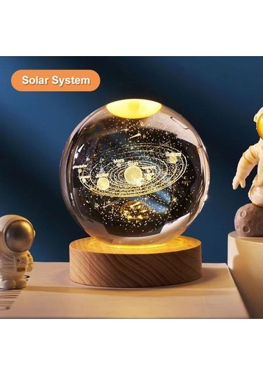 Prestigegoods Ay Lambası Galaksi Işığı 3 İnç 7 Renk Değiştiren Şeffaf Kristal Led Ay Işığı U Çok Renkli