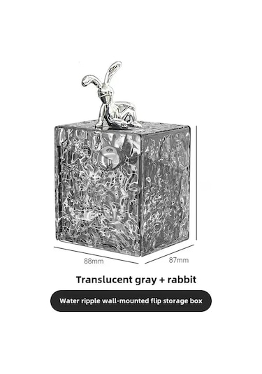 Skycity Banyo Duvarlı Dolap: Toz Koruyucu Kapağıyla Makyaj Pamukları, Konsept İçin Taşınabilir 1l Depolama Kutusu Transparan Gri Gümüş + Tavşan Diğer