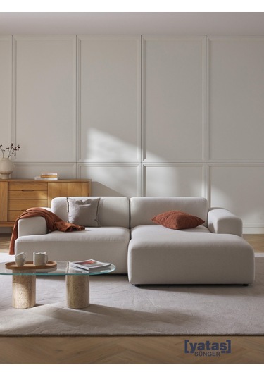 Most Mollista 2 Modül Sağ Köşe Koltuk 01 Kırık Beyaz Keten Kumaş