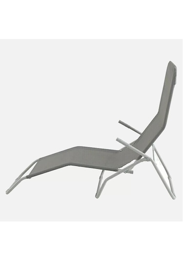 Katlanır Metal Şezlong, Havuz Şezlong Açık Gri