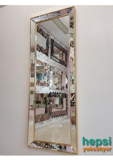 Ayna Çerçeveli Model Altın Renk Boy Aynası Altın