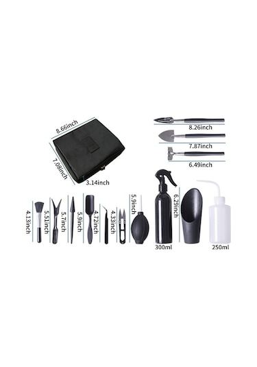 Pazly 15 Parçalık Mini Bahçe Alet Seti - Sukulent & Bonsai Bakımı Kolaylığı