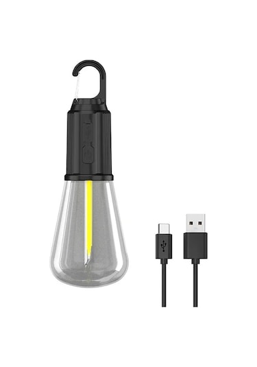 Rustik Taşınabilir Şarjlı Tasarruflu Ampul 10w Led Lamba Type-c Şarj Askılı Asma Aydınlatma T020 53 Çok Renkli