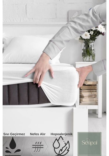 Micro-fitted %100 Sıvı Su Geçirmez Tek-çift Kişilik Full Kenar Çarşaf Yatak Alezi Koruyucu Çocuk Beyaz