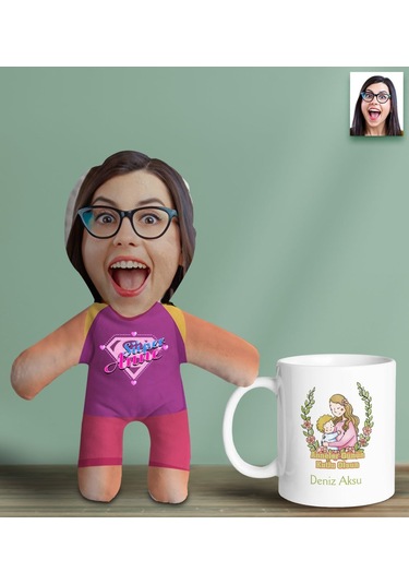 Bk Gift Kişiye Özel İsimli Pembe Anne Bebek Yastık Ve Kupa Bardak Hediye Seti-5, Anneye Hediye, Anneler Günü Hediyeleri Kobitmeyencom30645 Bk Gift