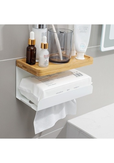 Wondernest Tuvalet Rafı, Monte Linen Kağıt Havluluk, Duvara Çivisiz Kurulum Beyaz Banyo Organizer Beyaz