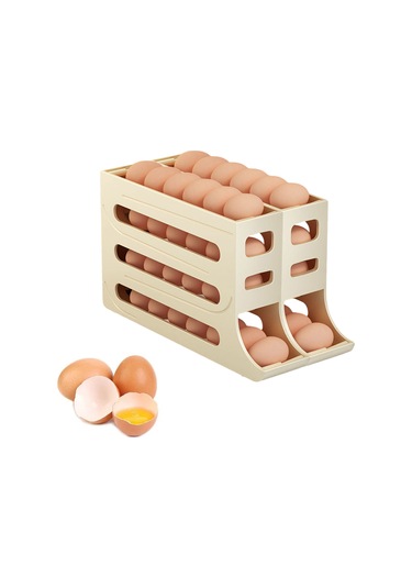Reedark Buzdolabı İçin 4 Katlı Otomatik Yumurta Organizatörü - 30 Yumurta Kapasiteli, Yer Tasarruflu Yumurta Dispenseri 2'li Paket Açık Sarı Çok Renkli