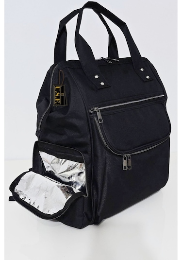 Bebek Bakım Çantası Organizatör Fonksiyonel Lüx Anne Bebek Bakım Sırt Çantası Mrs Silver Siyah