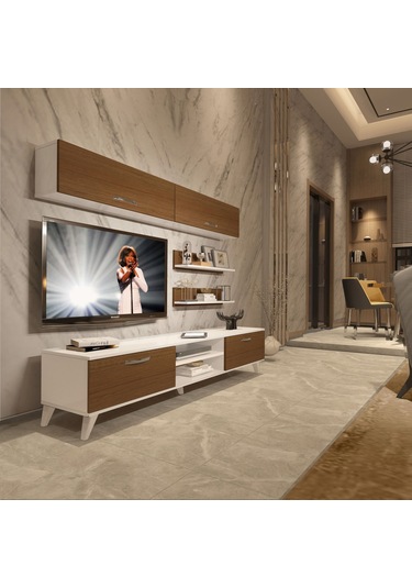 Decoraktiv Eko 5 Slm Dvd Retro Tv Ünitesi Tv Sehpası Beyaz - Ceviz