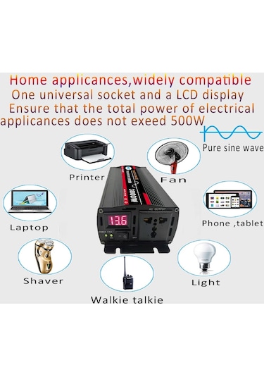 Sones 6000w 12v İla 220v Yüksek Güçlü Araba Sinüs İnvertör Güç Dönüştürücü