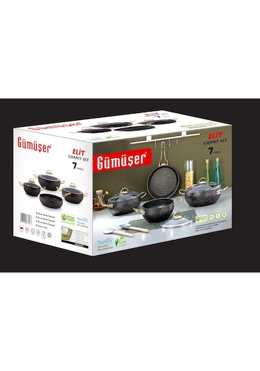 Gümüşer Granit 7 Parça Tencere Tava Seti
