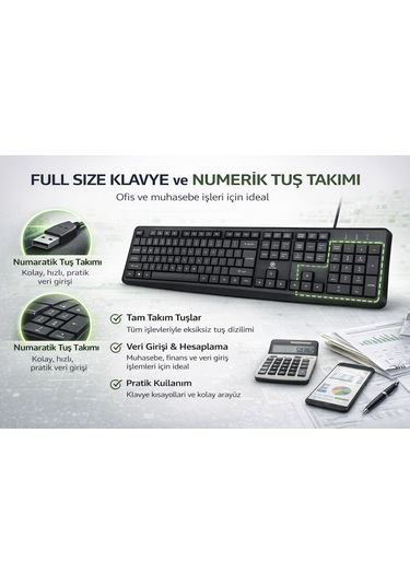 Yk Design Yk-40 Kablolu Standart Klavye Usb Q Türkçe Tuş Dizilimi Siyah