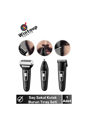 Wintoup Profesyonel 3in1 Şarjlı Kablosuz Saç Sakal Kulak Burun Kıl Temizleme Makinesi