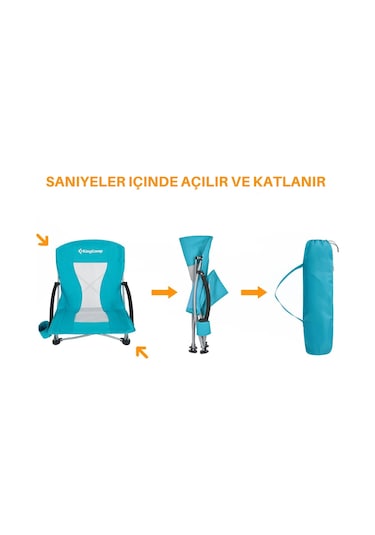 Kingcamp Lilac Beach Chair Plaj Ve Dinlenme Sandalyesi 2'li Set Cyan Turkuaz