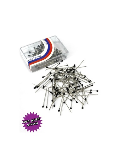 Toplu İğne Siyah 100 Adet - Eşarp Ve Şal İğnesi Çok Amaçlı Nişan Düğün Sünnet Takı İğnesi Siyah