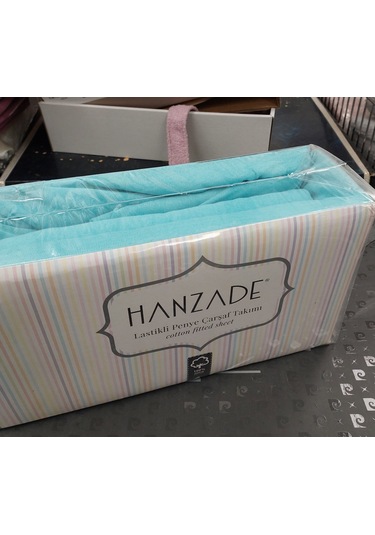 Hanzade %100 Pamuk Penye Lastikli Çift Kişilik Çarşaf Seti 160x200+30 - Turkuaz Turkuaz