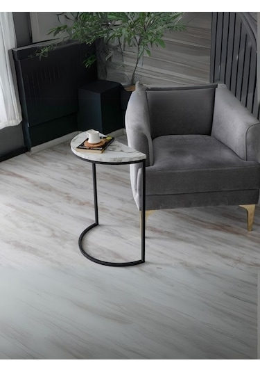 Lisa Metal Tekli Yan Sehpa Beyaz