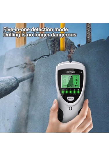 Canlı Ac Kablo Algılamalı 5'i 1 Arada Duvar Dedektörü Saplama Bulucu Arkadan Aydınlatmalı Ekran 5 Mod 3 Derinlik Metal Ahşap Kablo Takip Cihazı