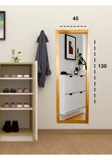 Mirrorss TTN Duvar Hol Ayna 130 x 45 CM Meşe