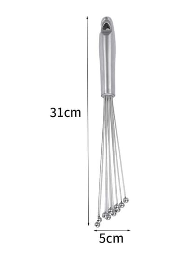 Pazly Cbtx Manuel Çırpma Paslanmaz Çelik Cam Boncuk Yumurta Çırpma Mutfak Ev Araçları Tip C 12 İnç, Küçük Boy Çok Renkli