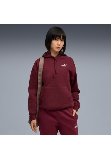 Puma Essentials Small No.1 Logo Kadın Bordo Kapüşonlu Sweatshirt Bordo