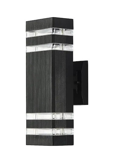 Youtek Siyah Modern Dış Cephe Lambası, Yüksek-alt Aydınlatma, Su Geçirmez, E27 Yuva, 10w Led Ampulü, 28.5cm, 1 Adet