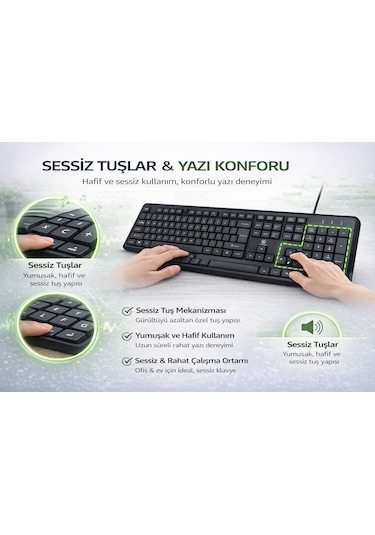 Yk Design Yk-40 Kablolu Standart Klavye Usb Q Türkçe Tuş Dizilimi Siyah