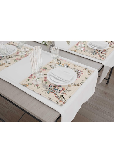 The Mia Flower- 2 Amerikan Servis 6 Lı  Set - 50 x 35 Cm Çok Renkli