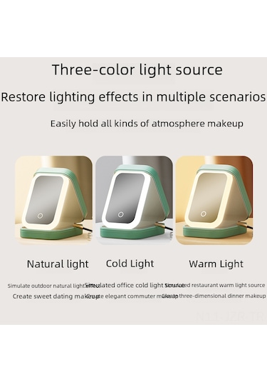 Geeroyoo Led Işıklı Üç Renkli Makyaj Aynası - Katlanabilir Evcilik Kutusu Ve Kozmetik Saklama Kutu Birleşik Tasarım Pembe, 16.5 11.5 3.5 Pembe Ayna