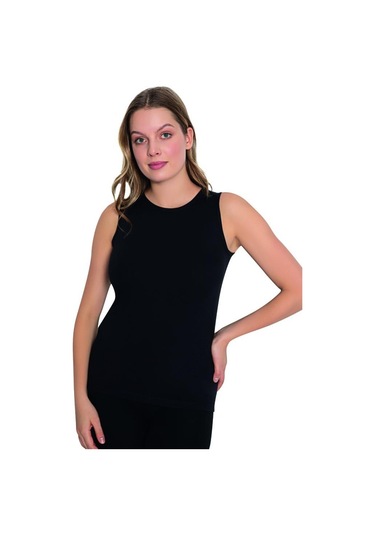 3 Adet Lüx Drm Bayan Bambu Kolsuz Body Fanila Atlet 3740 Siyah