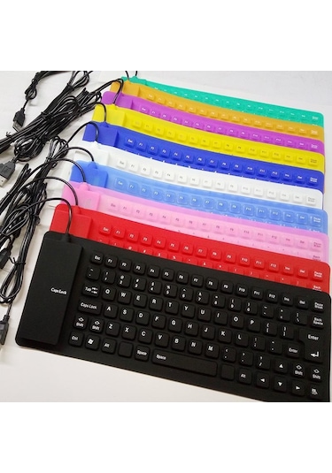 Vaorlo 85 Tuş Usb Mini Esnek Silikon Katlanır Kablolu Kablolu Klavye