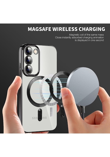 Teknomoda Samsung Galaxy Uyumlu S21 Fe Kılıf Kamera Lens Korumalı Renkli Magsafe Şeffaf Silikon