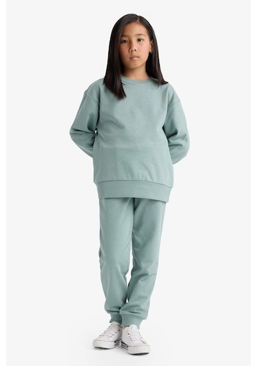 Defacto Kız Çocuk Standart Fit Basic Düz Beli Lastikli Jogger Eşofman Altı Y1226a625augn1129 Yeşil