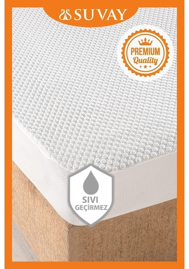 Premium Ultra Soft Sıvı Geçirmez Fitted Full Kenar Alez Tek Çift Kişilik Beyaz Renkli Yatak Koruyucu Beyaz
