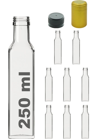 Afracam Maraska Şeffaf 250 ML Cam Şişe Kapak Kapüşon 8 Adet