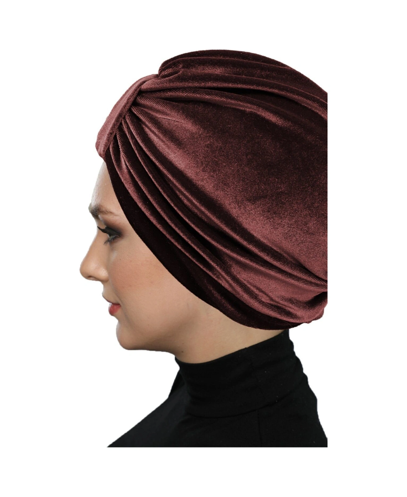 Kadife Kardelen Astarlı Kahve Hazır Türban Tesettür Bone Kahve