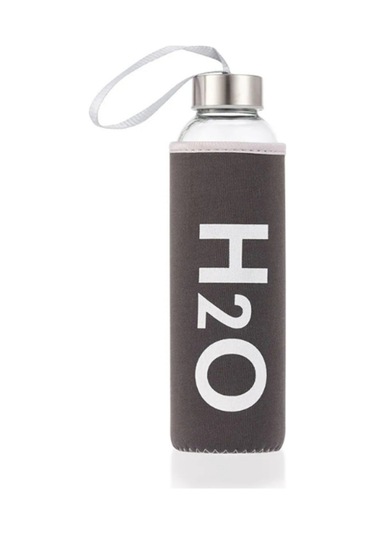 H2o Peluş Kılıflı Cam Matara - Mix Siyah