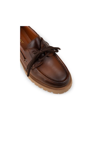 Deery Kadın Hakiki Deri Taba Renk Marin Loafer - 02036ztbac02
