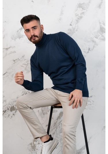 Boğazlı Slimfit Erkek Triko Kazak