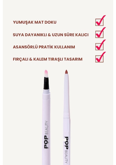 Pop Beauty Waterproof Suya Dayanıklı Asansörlü Dudak Kalemi New Whirl