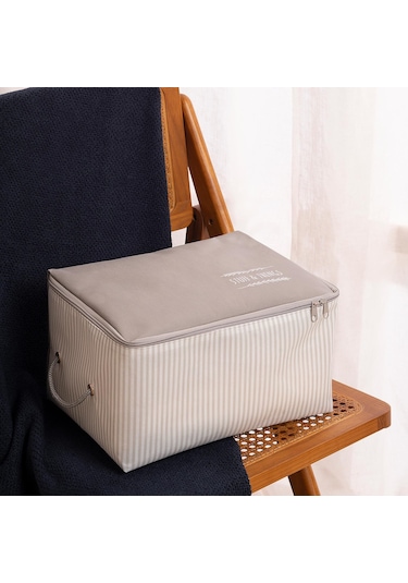 Ocean Home Textile Küçük Boy Gri Çizgili Stuff & Things Hurç 30 x 22 x 18 cm